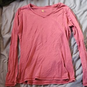 Coral Long Sleeve V-Neck Top